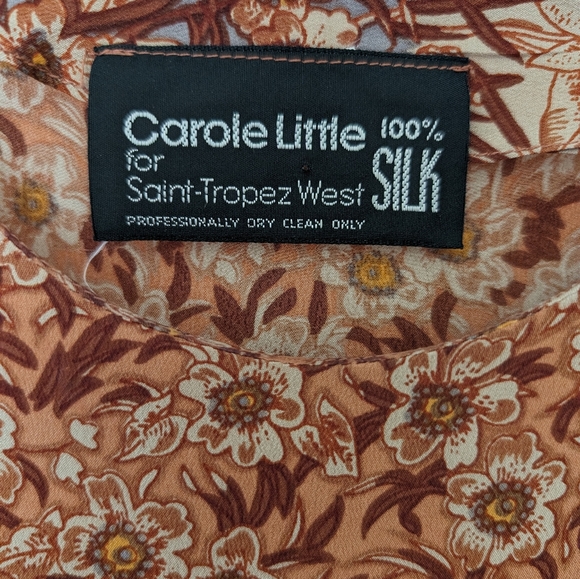 Carole Little Saint Tropez 100% Silk Floral Birds Marsh Print Blouse, size S - Picture 4 of 12